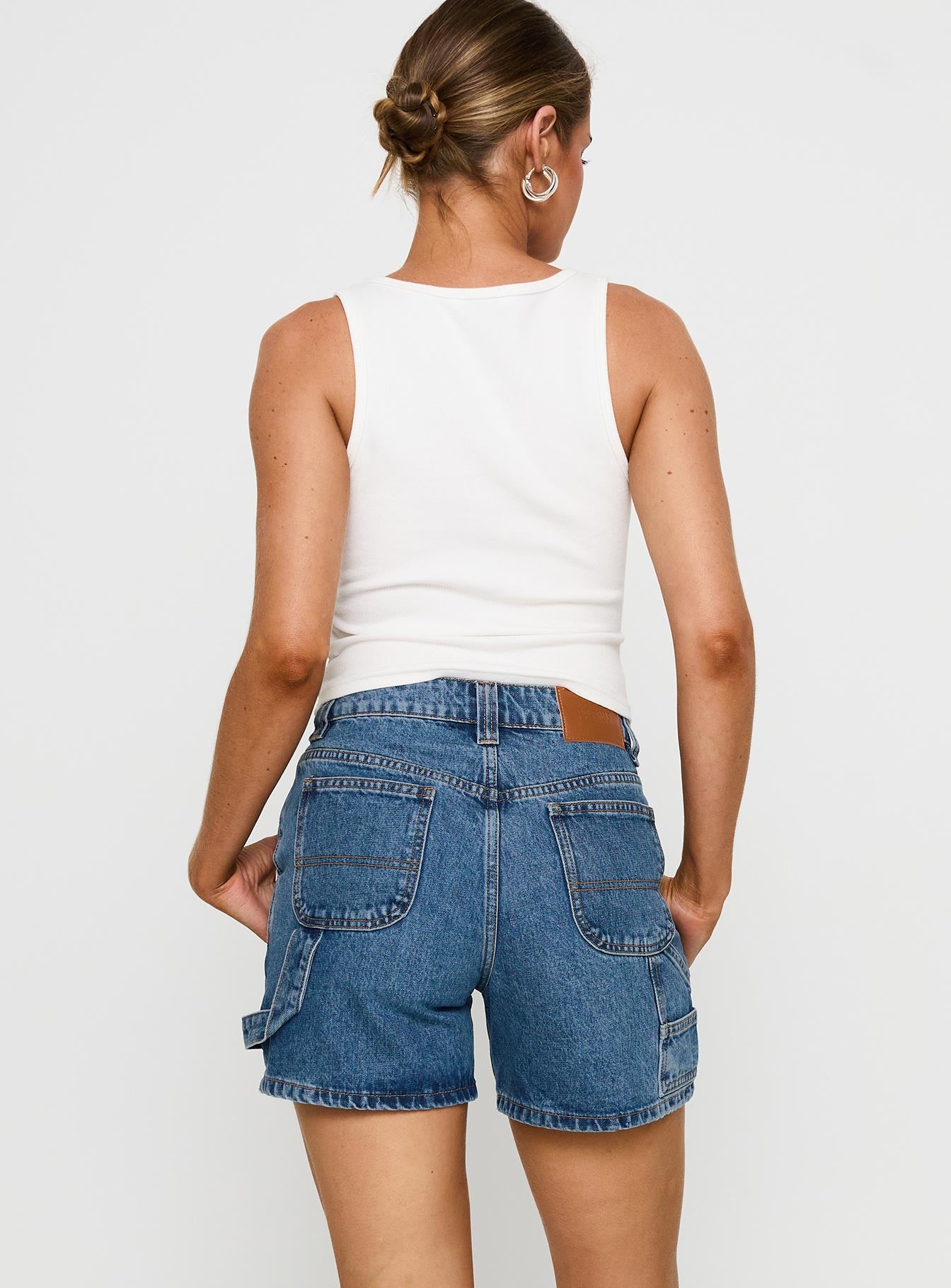 Lou Carpenter Denim Shorts Mid Wash Lower Impact | Princess Polly