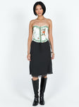 Midi skirt Mid rise Invisible zip fastening at side Tie at waist