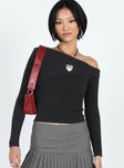 Sweater Ribbed knit material Cold shoulder design Folded neckline Good stretch Unlined 