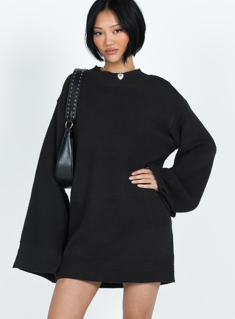 Cheyenne Knit Sweater Dress Black | Princess Polly Cheyenne Knit Sweater Dress Black | Princess Polly
