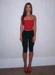 front view of model wearing Princess Polly Cayte Capris Black High Waisted Pants 