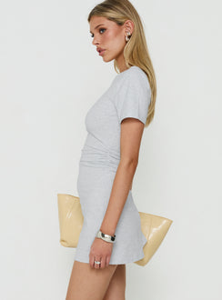 Avriana Off Shoulder T-Shirt Mini Dress Grey Marle