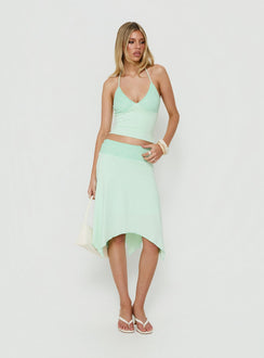 Natabelle Lace Detail Midi Skirt Mint