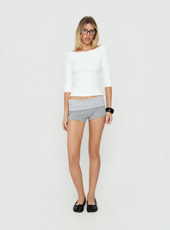 Susana Foldover Micro Shorts Grey Stripe