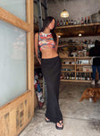 back view of model wearing Princess Polly Jodie Maxi Skirt Black Petite Maxi 