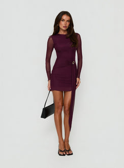 Dreww Long Sleeve Mini Dress Berry