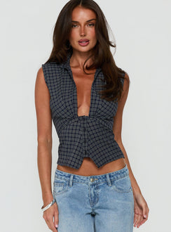 Kambria Cinched Top Navy Check