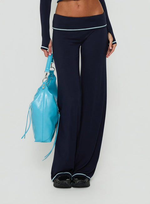 Kimberlyn Jersey Straight Leg Pants Navy