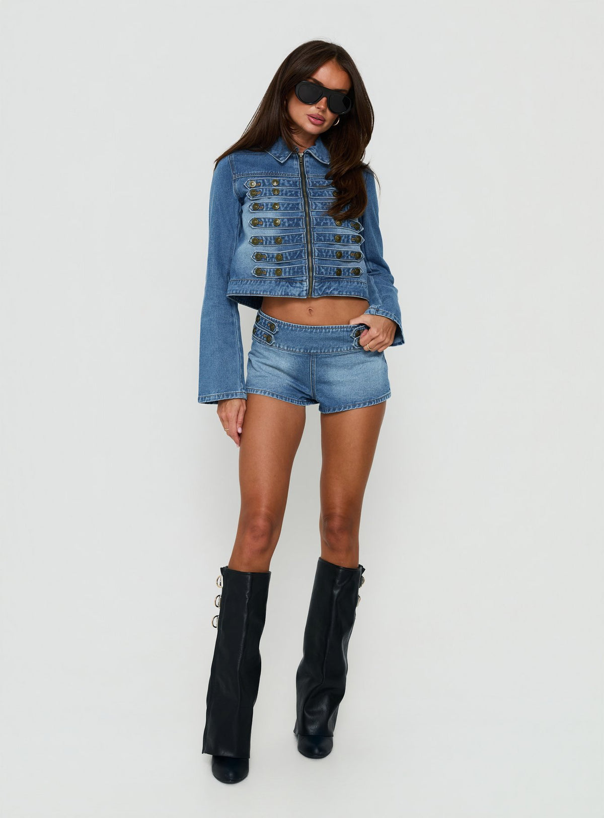 Kingstonn Military Denim Jacket Washed Blue