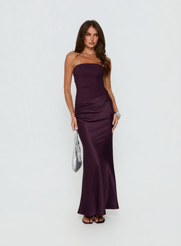 long satin evening dress Stretch Satin Long Dress With Wrap-Over Slit And Lace-Up Back