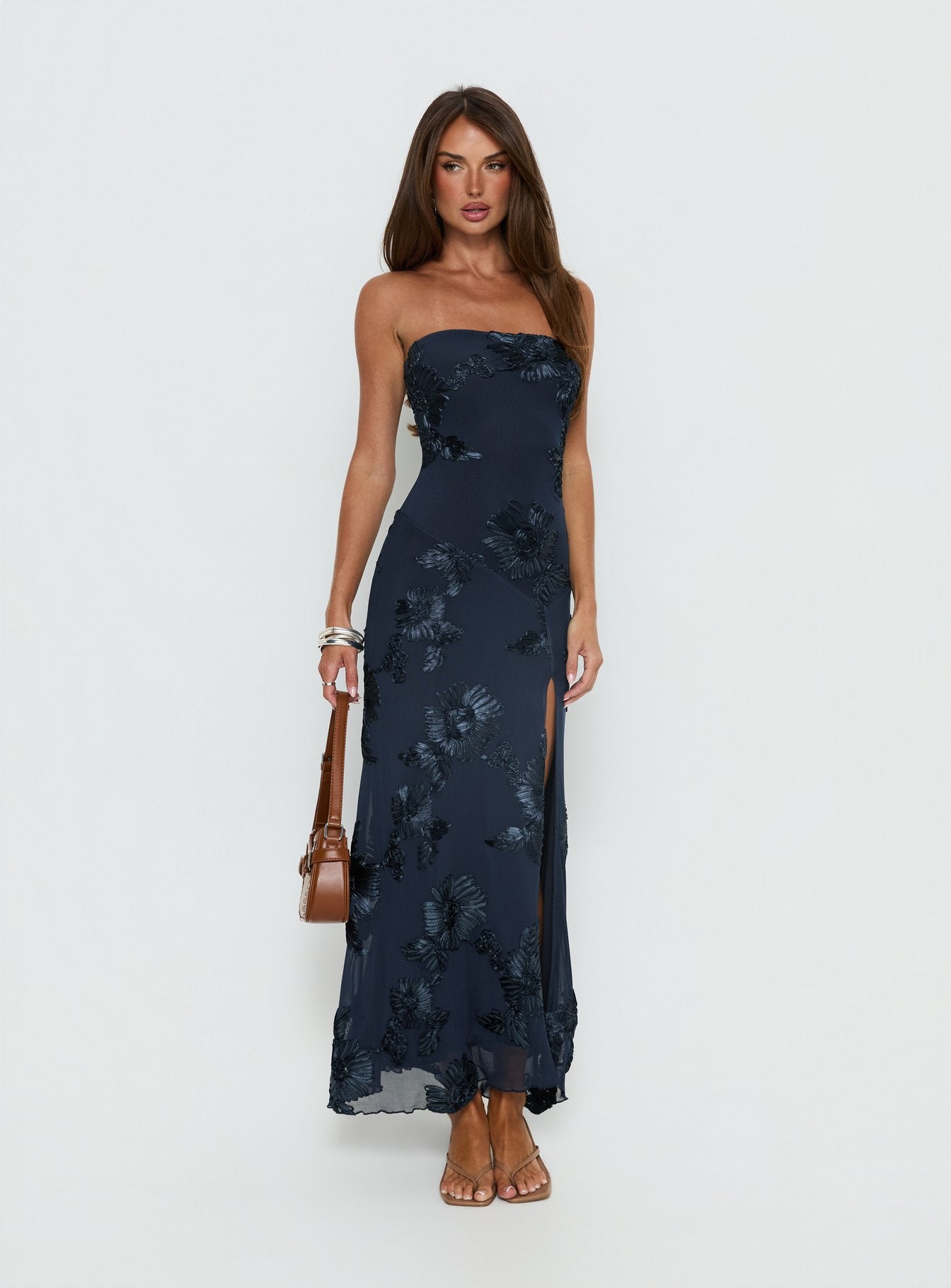 Maribeth Strapless Floral Maxi Dress Navy | Princess Polly Maribeth Strapless Floral Maxi Dress Navy | Princess Polly