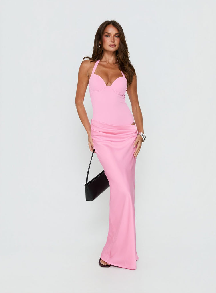 Tayna Draped Maxi Dress Pink | Princess Polly