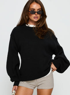 Harmony Balloon Sleeve Knit Sweater Black