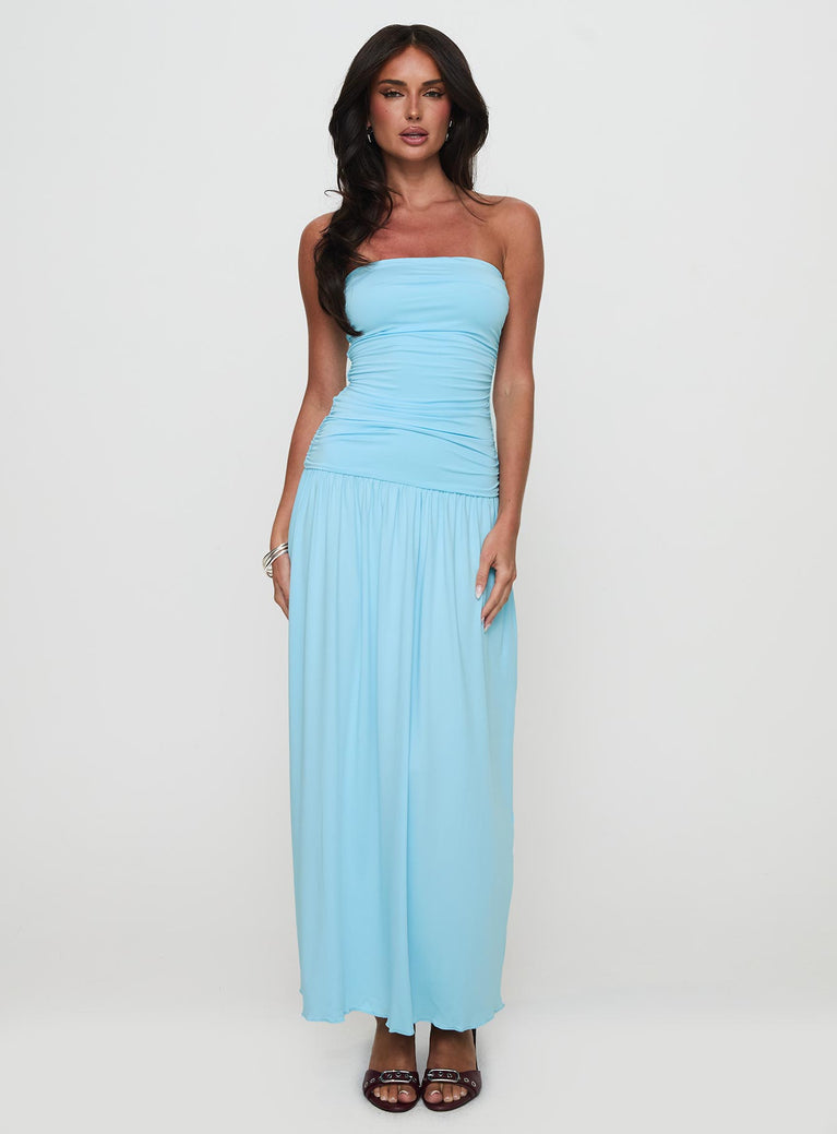 Glorie Strapless Maxi Dress Light Blue