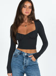 Long sleeve top Ruched bust Good stretch