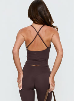 Pace Active Cross Back Tank Top Brown
