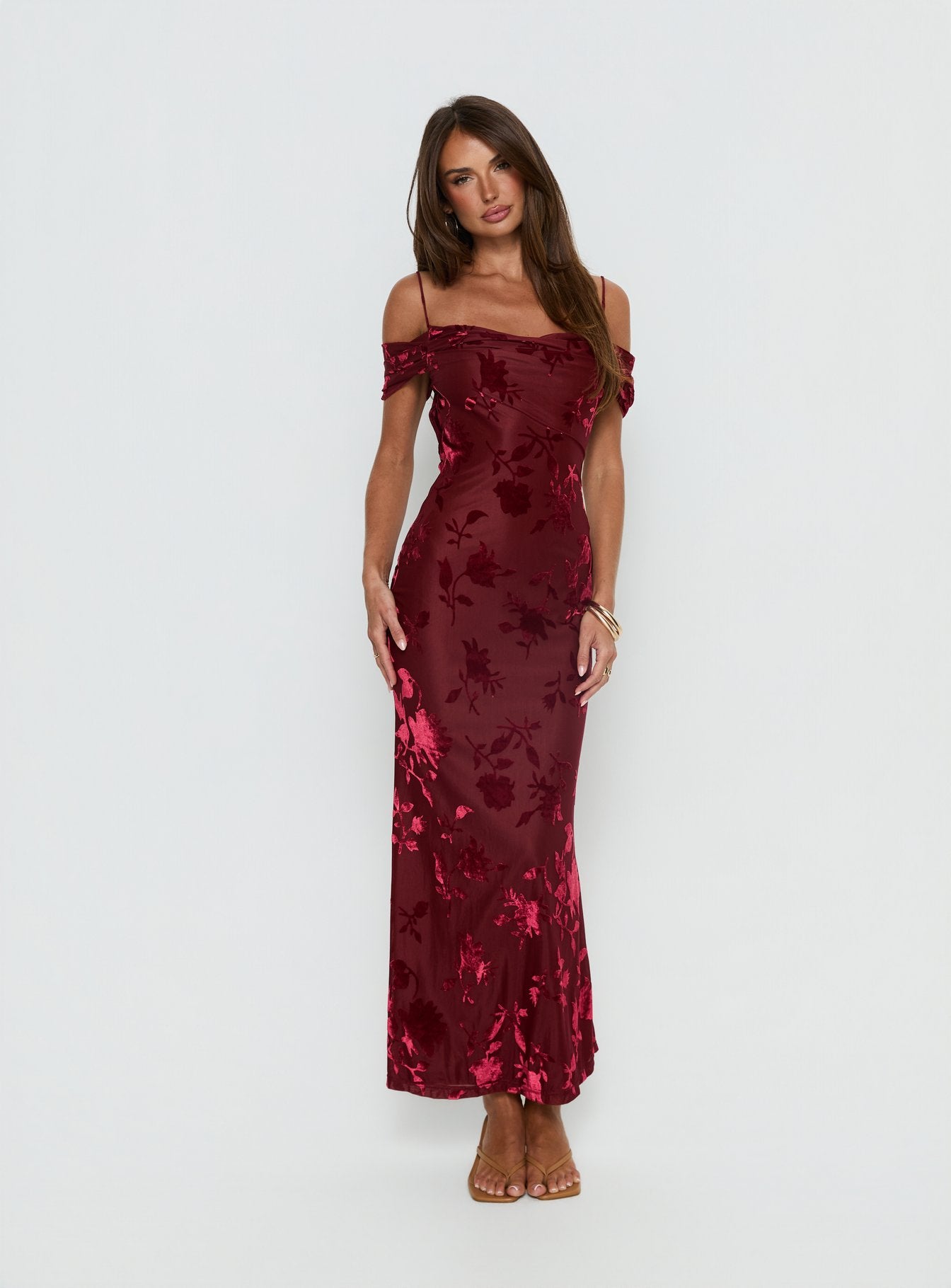 Green Gables Burnout Maxi Dress | Burgundy | Womens | Princess Polly Green Gables Burnout Maxi Dress | Burgundy | Womens | Princess Polly