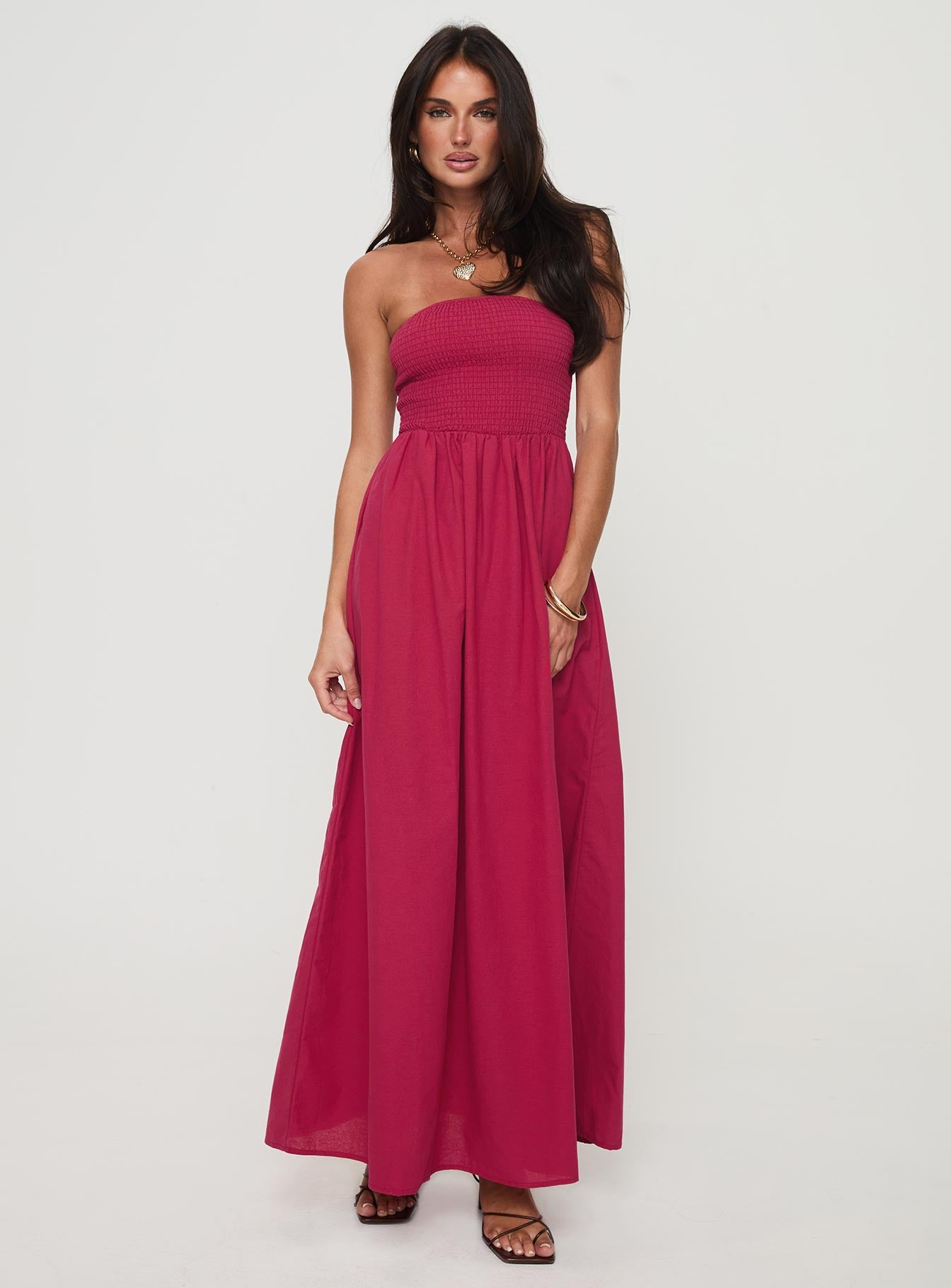 Dayona strapless maxi dress red