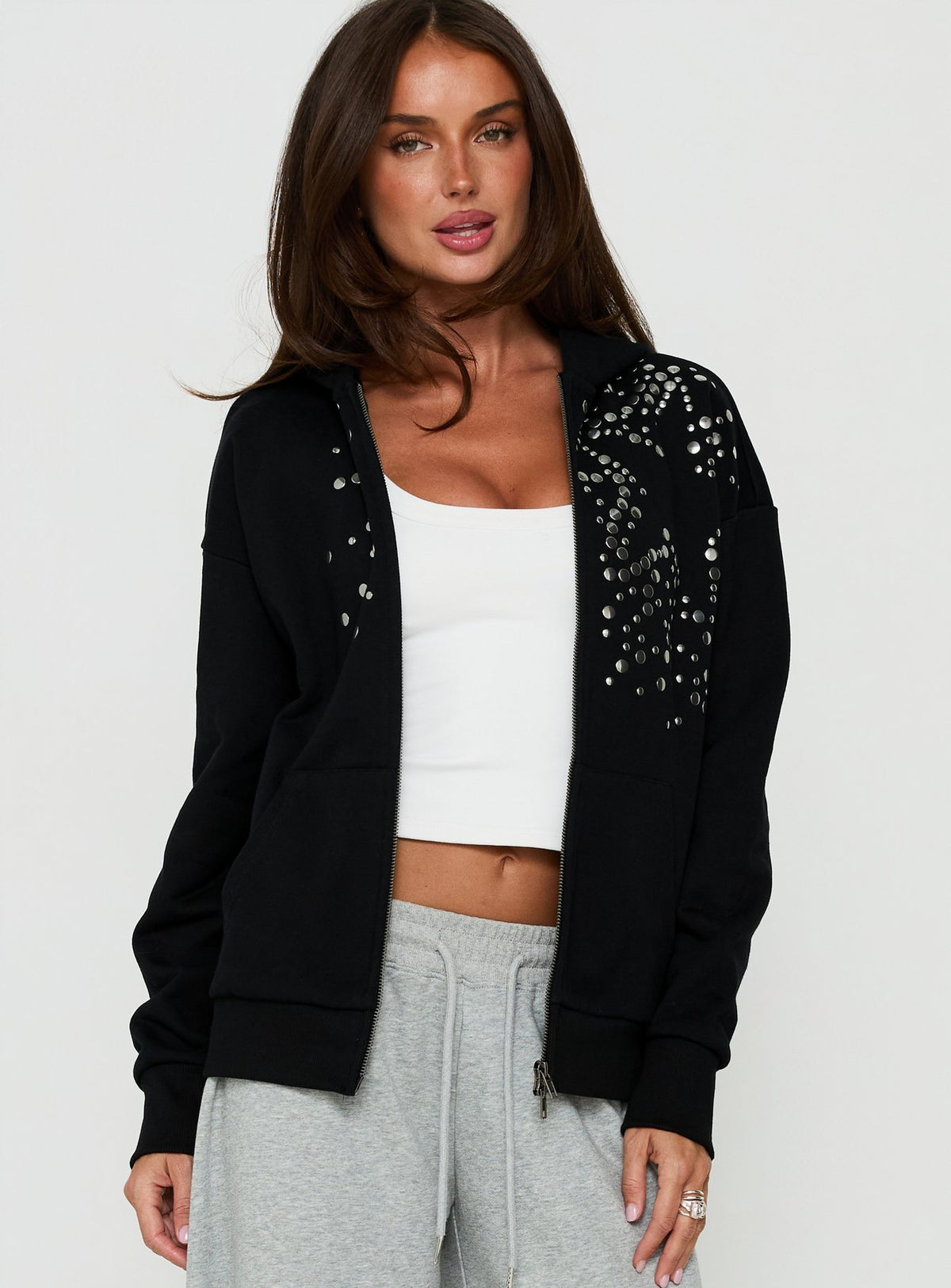 All Day Studded Oversized Hoodie Black
