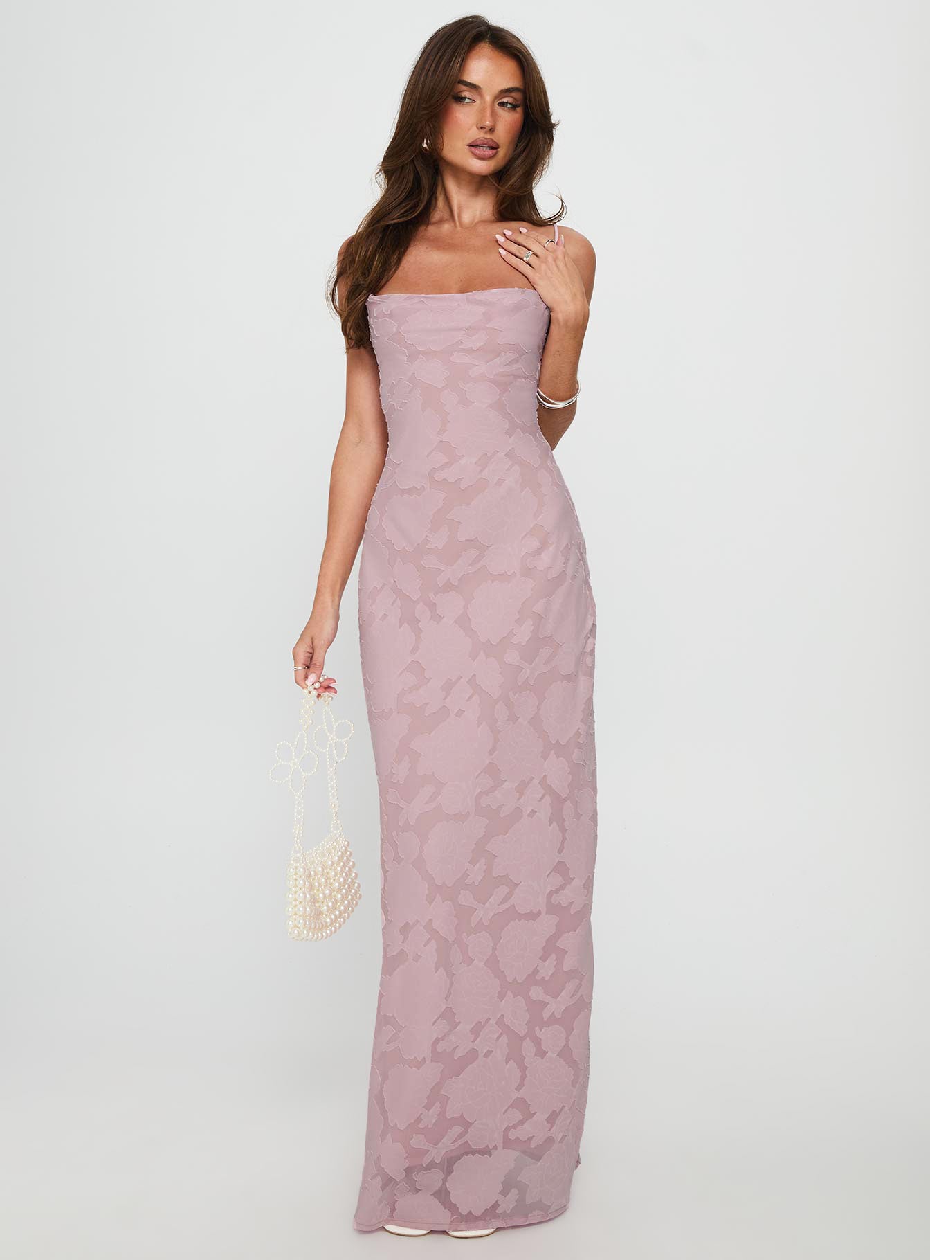 Celena Maxi Dress Light Pink Burnout | Princess Polly Celena Maxi Dress Light Pink Burnout | Princess Polly