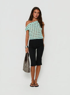 Lunnah Off Shoulder Top Aqua Polka Dot