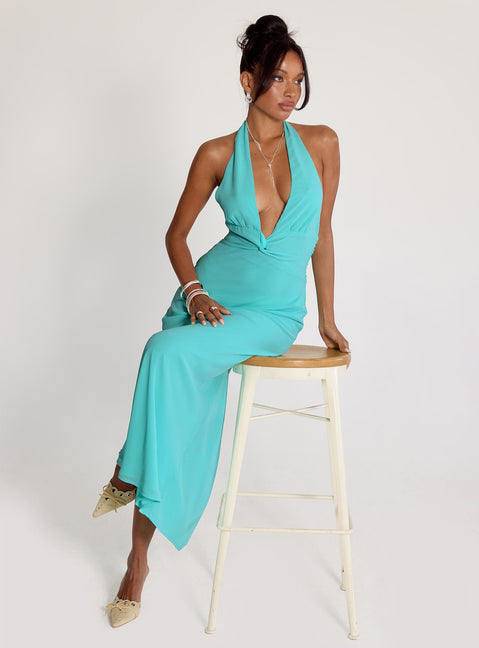 Destina Plunge Maxi Dress Aqua | Princess Polly Destina Plunge Maxi Dress Aqua | Princess Polly