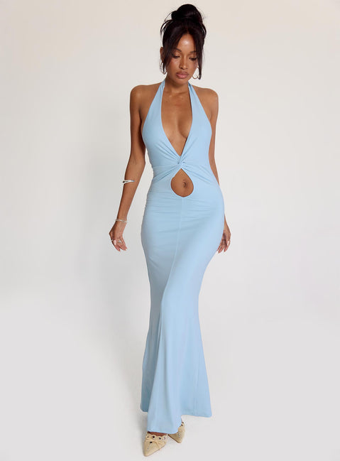 No Hard Feelings Twist Maxi Dress Blue No Hard Feelings Twist Maxi Dress Blue