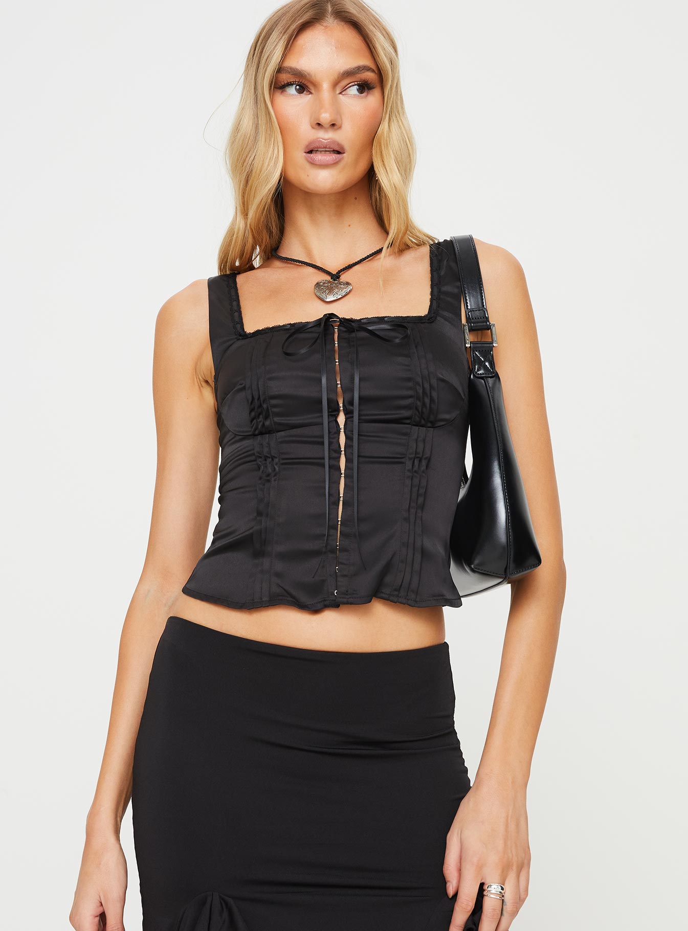 product Princess Polly Sleeveless Square Neck  Chalamet Top Black
