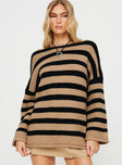 March Striped Sweater Brown / Black Princess Polly  long 