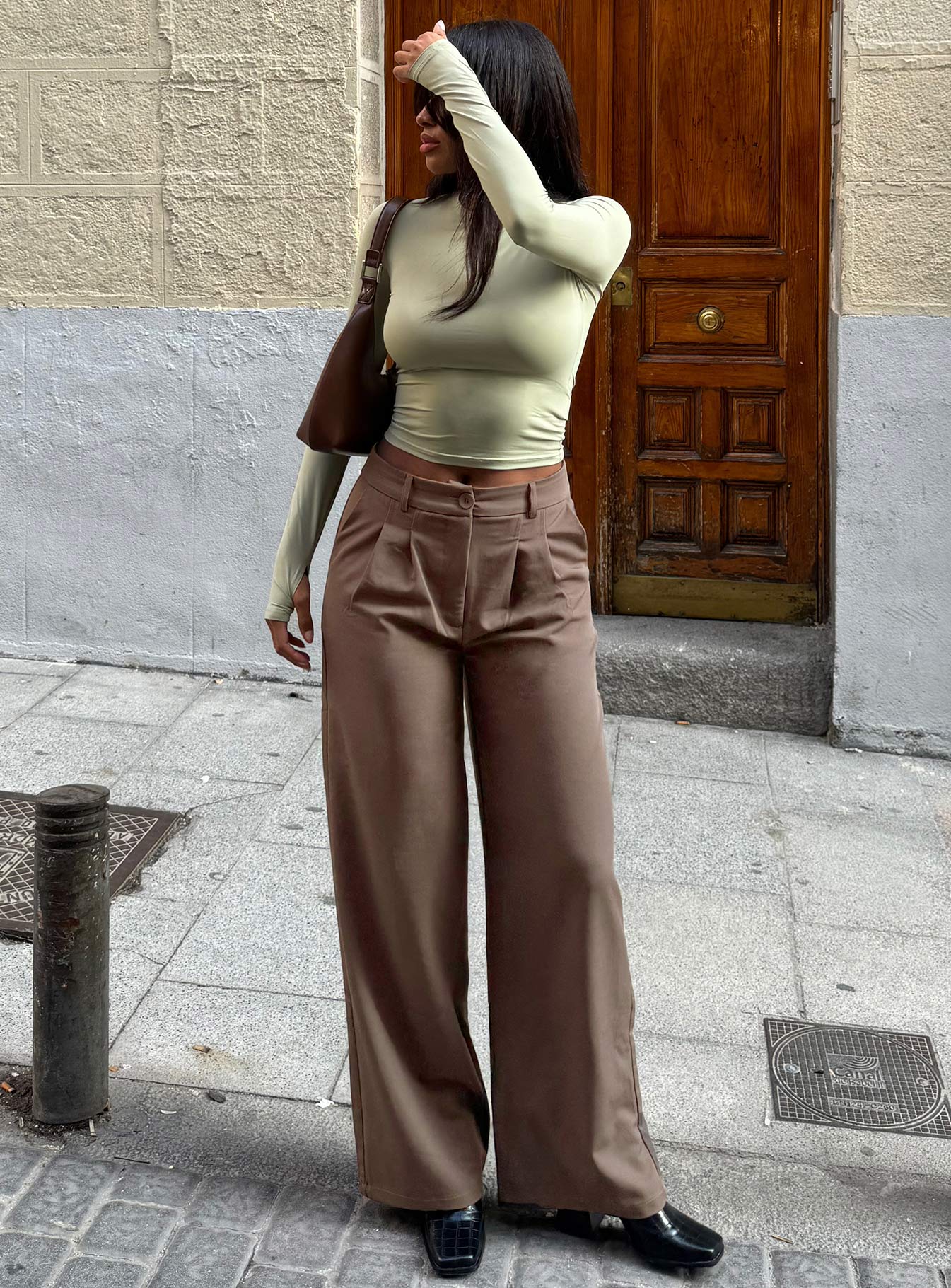 Buy Beige Cotton Solid Straight Pant Online in India