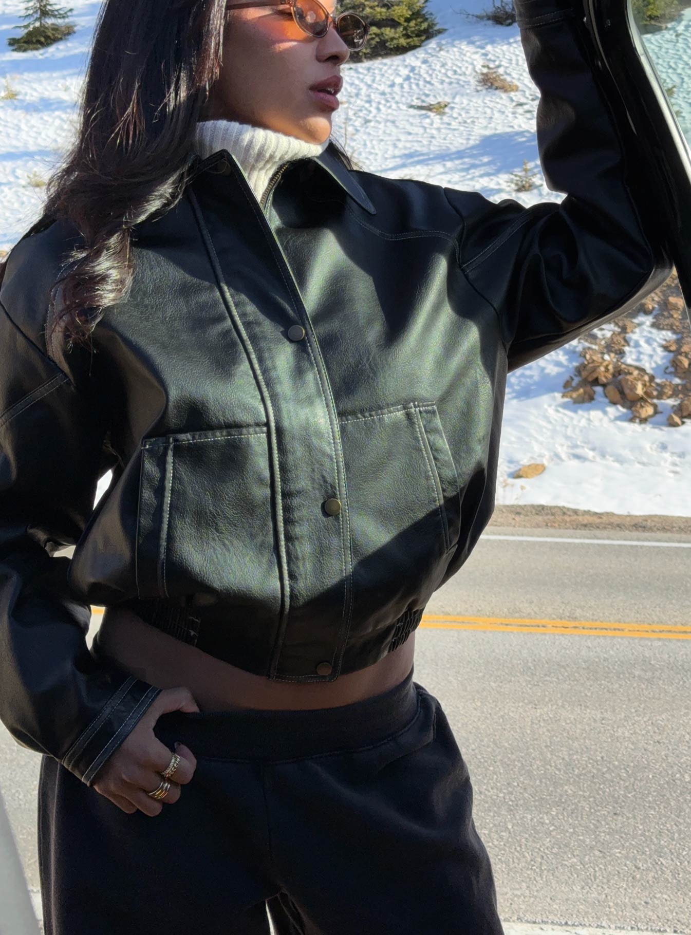 Jaxton Faux Leather Jacket Black | Princess Polly