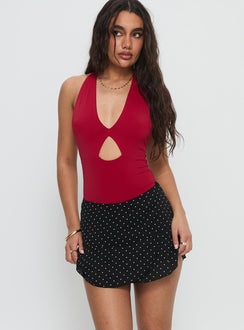   front view of model wearing Princess Polly Sonsie Mini Skirt Black / White Polka Mini Skirts 