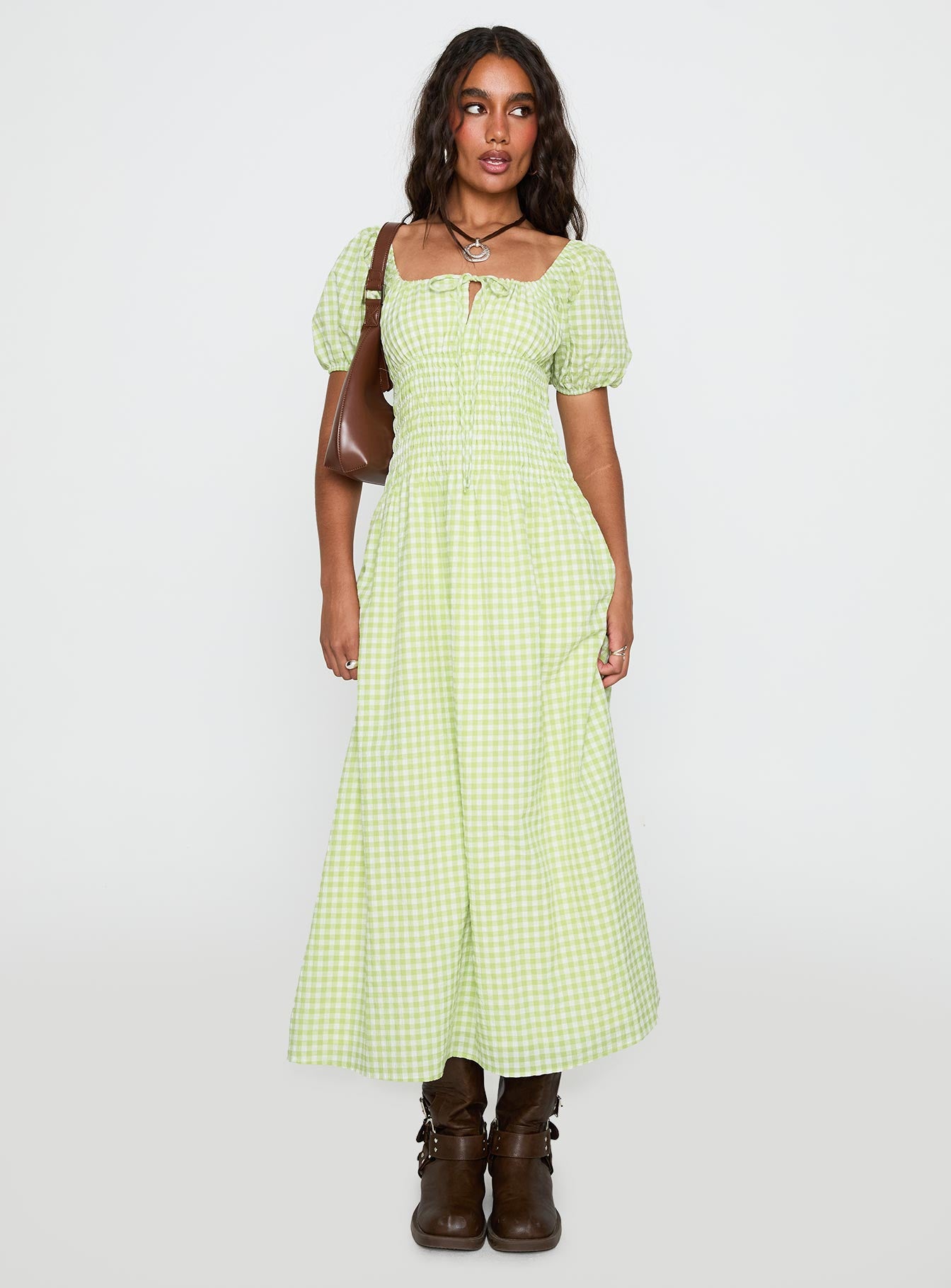 More Than Butterflies Maxi Dress Green Check | Princess Polly More Than Butterflies Maxi Dress Green Check | Princess Polly