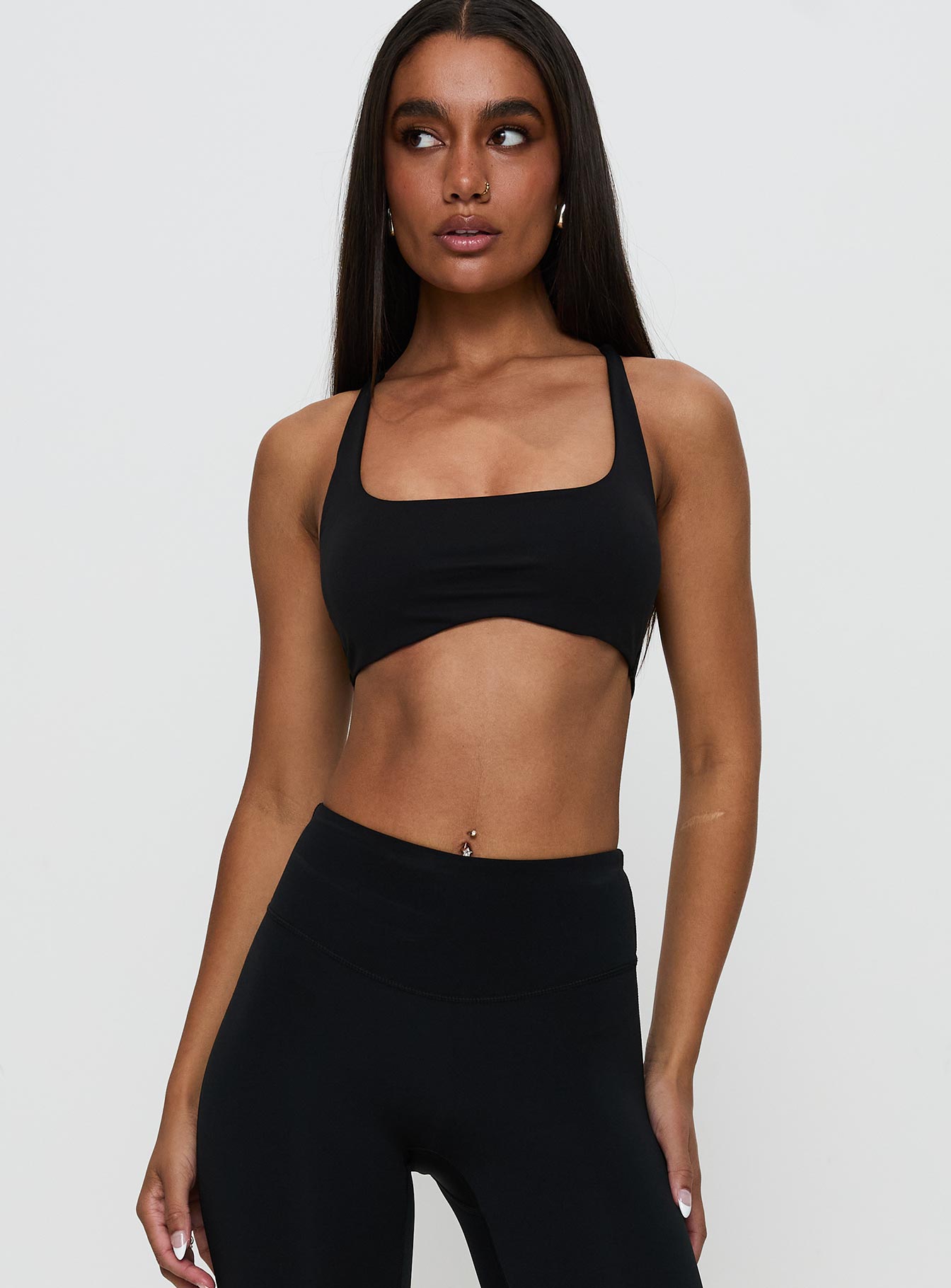Finish Line Active Cross Back Top Black