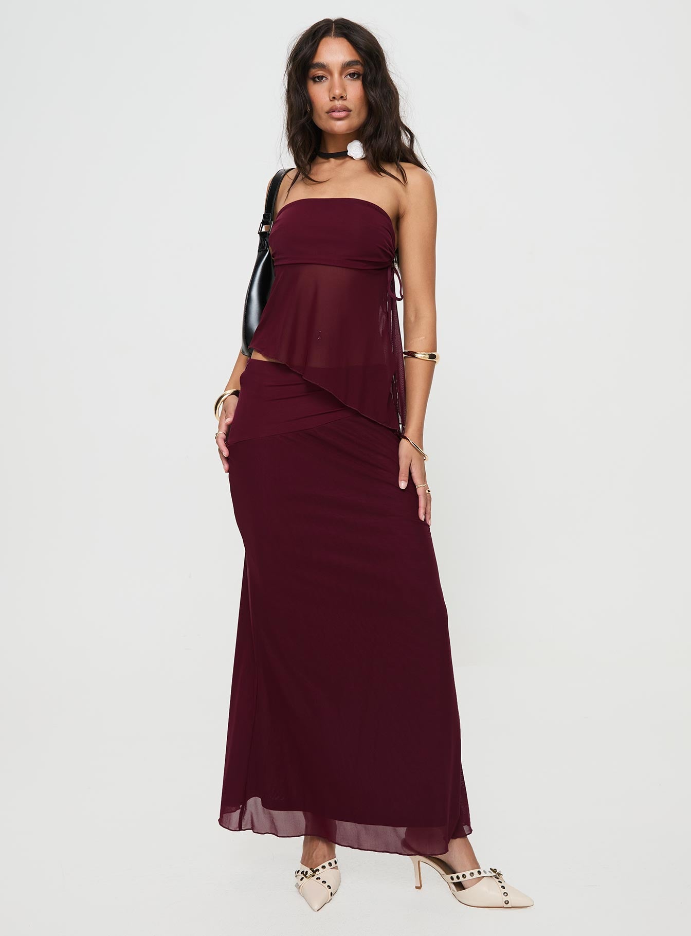 Semara strapless set burgundy