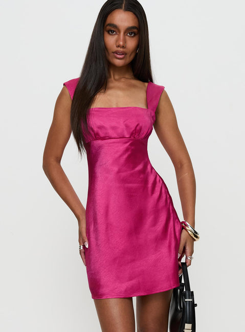hot pink dress bodycon Hot Pink Bodycon Short Dress With Front Knot