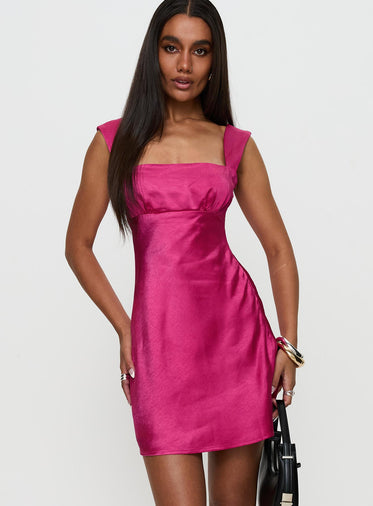 Radioactive Bias Cut Mini Dress Hot Pink