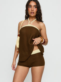 Contradiction Knit Shorts Brown / Yellow