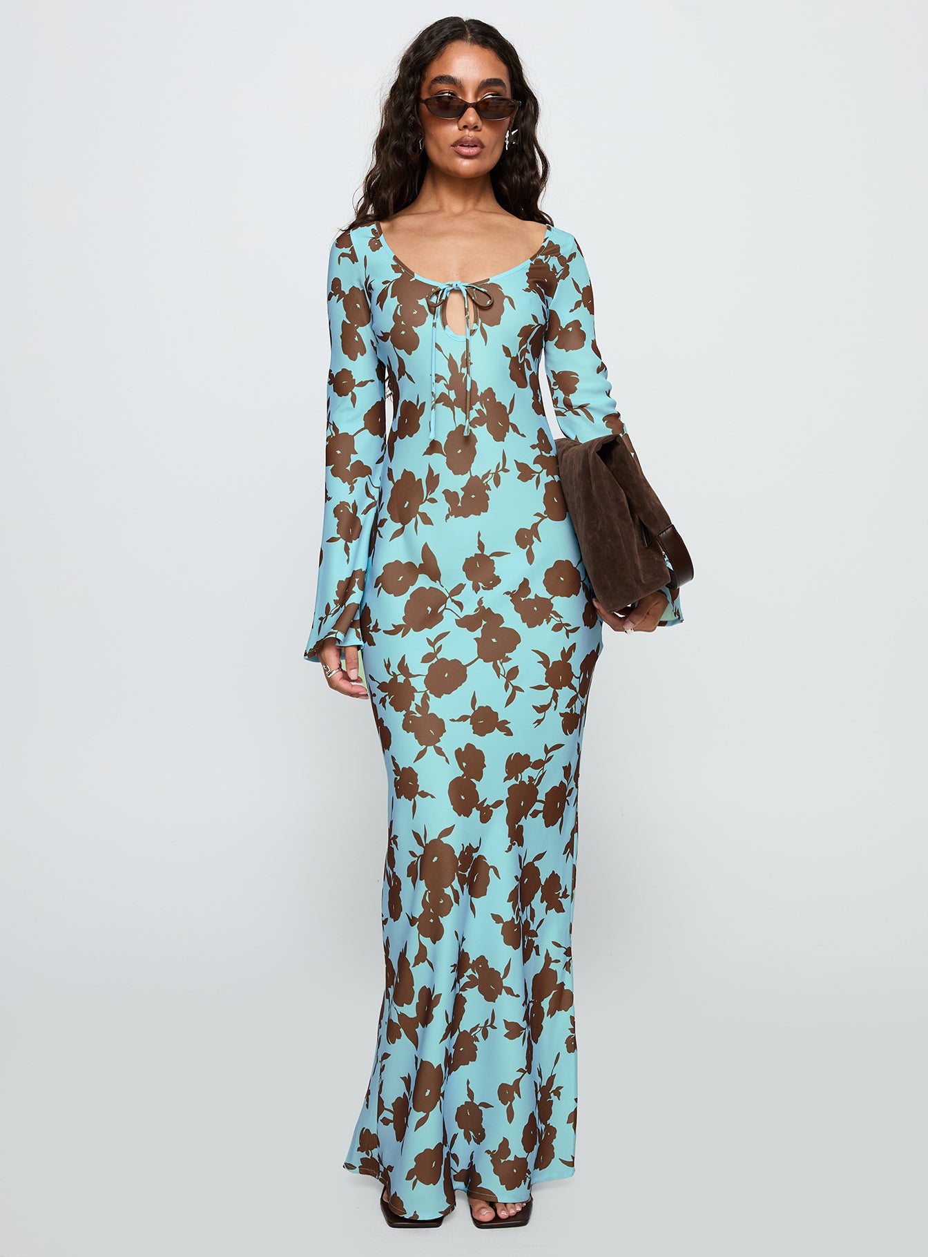 princess polly blue dress long sleeve Imagica Long Sleeve Textured Mini Dress Blue