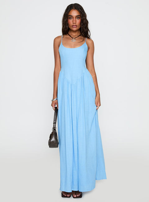 Palisades Tie Up Maxi Dress Blue | Princess Polly Palisades Tie Up Maxi Dress Blue | Princess Polly