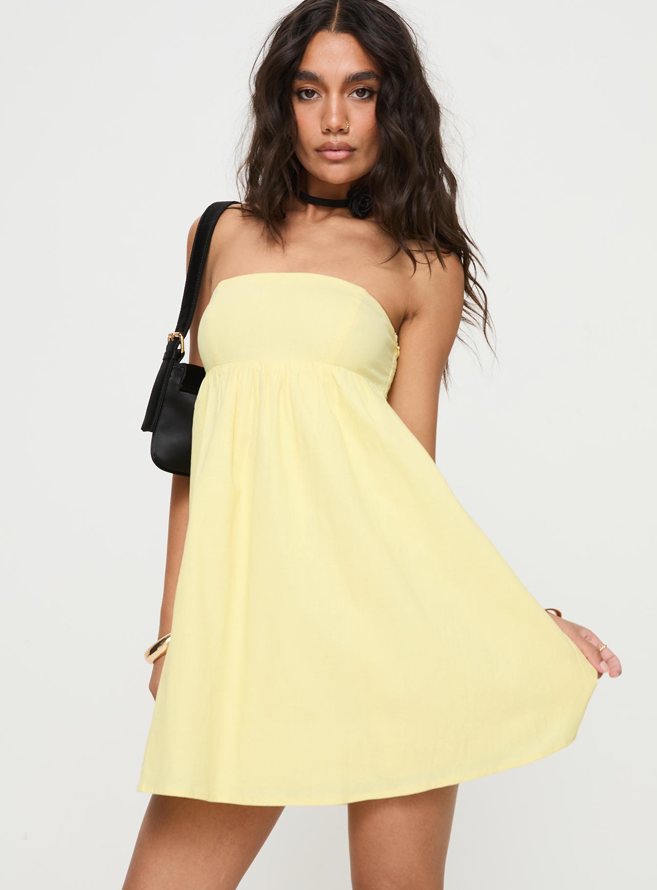 Osment strapless mini dress lemon