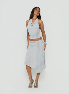 Iselda Draped Midi Skirt Grey Marle
