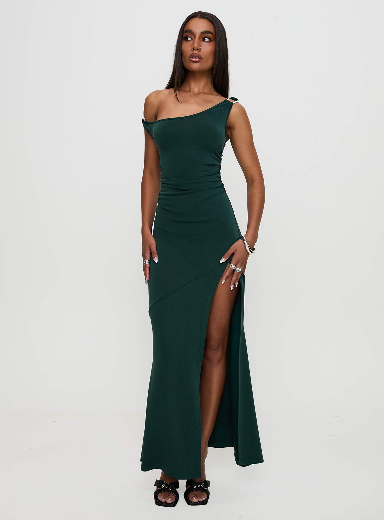 Rios One Shoulder Maxi Dress Green | Princess Polly Rios One Shoulder Maxi Dress Green | Princess Polly