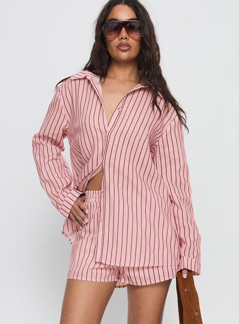 Chloe Set Pink / Brown Stripe