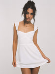 front view of model wearing Princess Polly Landon Mini Dress White Sweetheart Neckline 