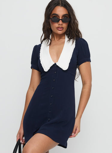 Fabiola Collared Mini Dress Navy