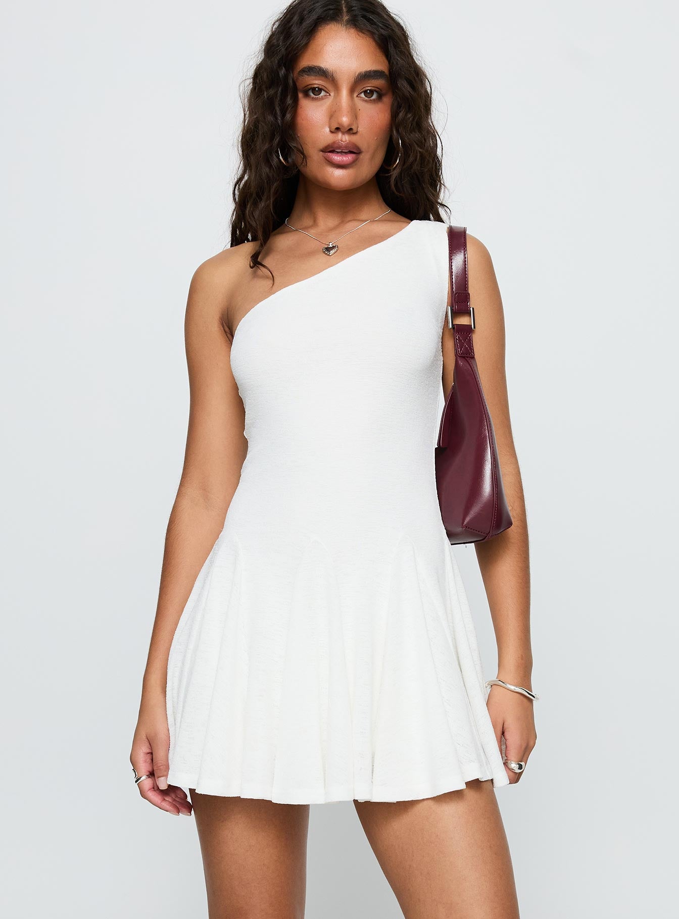 Writing Vows One Shoulder Mini Dress | White | Womens | Princess Polly Lower Impact Writing Vows One Shoulder Mini Dress | White | Womens | Princess Polly Lower Impact