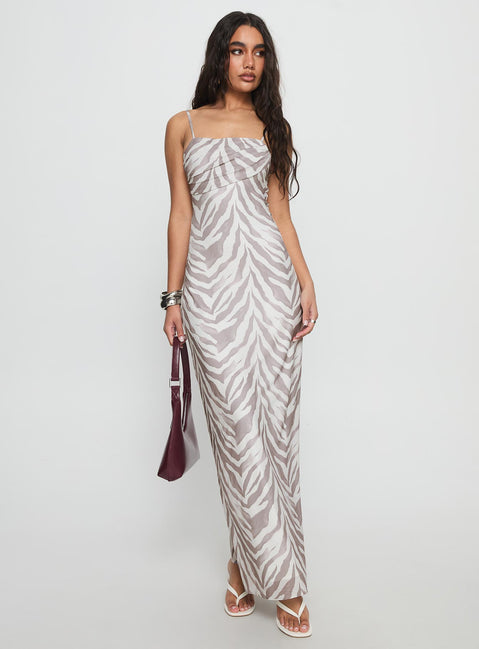 Kierra Mesh Maxi Dress Zebra