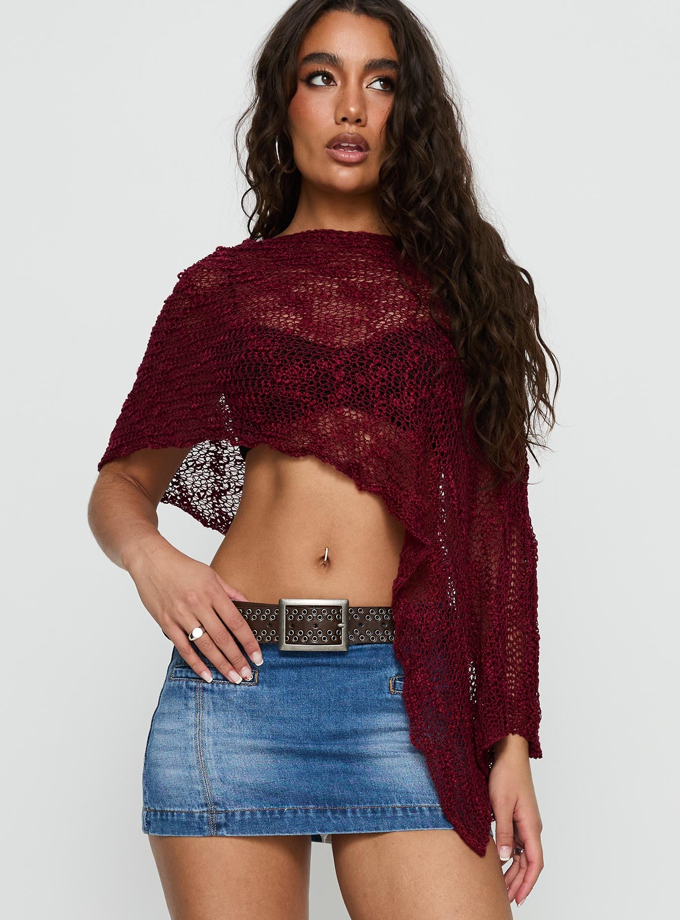 Boni Knit Poncho Wine