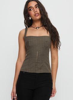 Nylen Tailored Suiting Top Brown Pinstripe